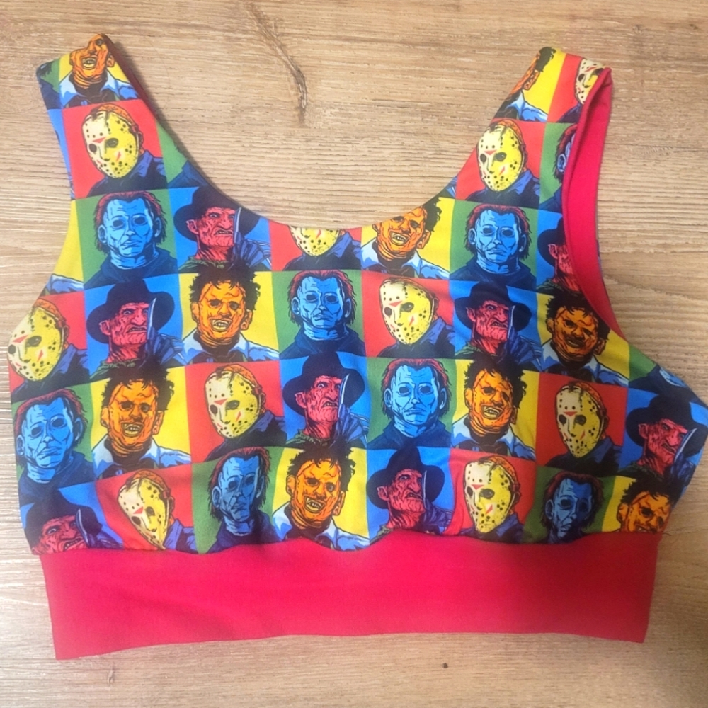 Horror (Jason, Freddy, Texas Chainsaw Massacre) Sports Bra Sz Medium